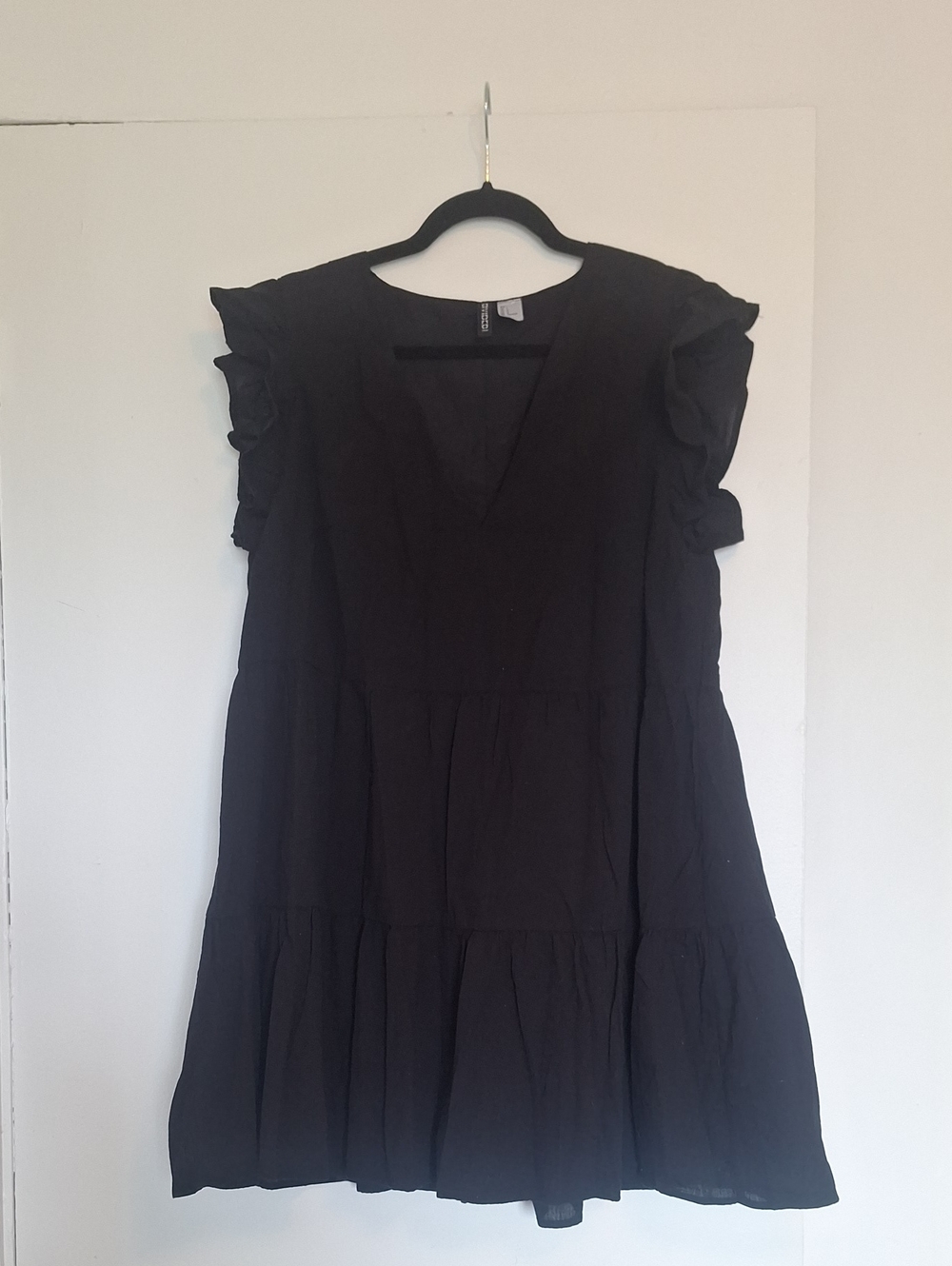 H&M Black Mini Dress with Ruffle Sleeves